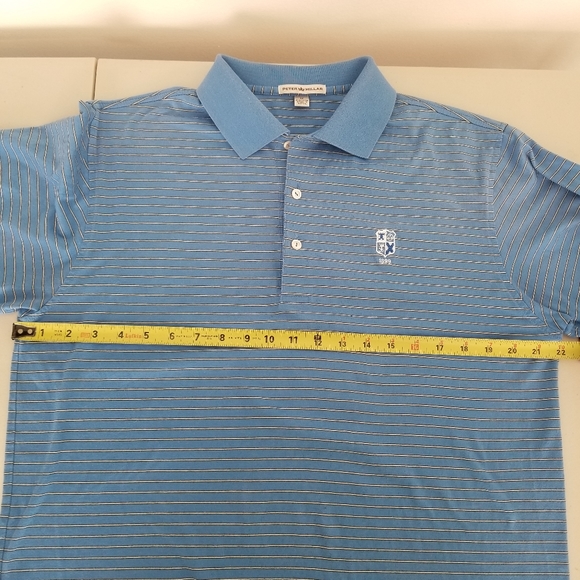 Peter Millar Blue Striped Polo Size Medium - Picture 8 of 11